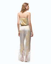 Garment-dyed satin trousers with lace details - | Pinko