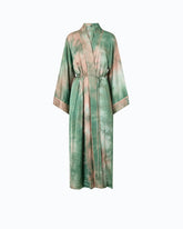 Long gradient satin kimono - Multicolor Green-Pink | Pinko