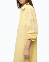 Langes gestreiftes Hemdblusenkleid mit floralen Stickereien - | Pinko