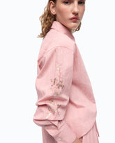 Striped shirt with floral embroidery - | Pinko