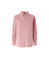 Striped shirt with floral embroidery - | Pinko