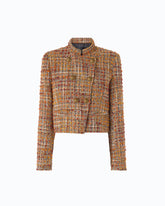 Bouclé tweed jacket with contrasting buttons - Trasparente | Pinko