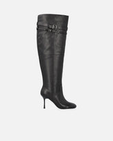 Knee-high nappa leather boots with heel and strap - | Pinko