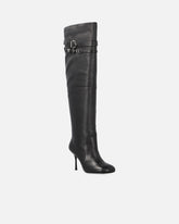 Knee-high nappa leather boots with heel and strap - | Pinko