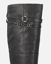 Knee-high nappa leather boots with heel and strap - | Pinko