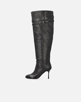 Knee-high nappa leather boots with heel and strap - | Pinko