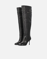 Knee-high nappa leather boots with heel and strap - | Pinko