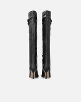 Knee-high nappa leather boots with heel and strap - | Pinko