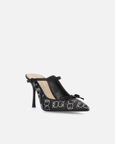 Rhinestoned satin slip-ons with heel - | Pinko