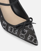 Rhinestoned satin slip-ons with heel - | Pinko