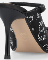 Rhinestoned satin slip-ons with heel - | Pinko