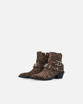 Cowboy boots with studs and animal print - | Pinko