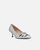Low laminated nappa leather pumps with straps and studs - | Pinko