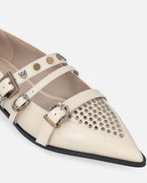 Pointed-toe leather ballerinas with studs - | Pinko