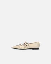 Pointed-toe leather ballerinas with studs - | Pinko