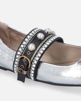 Laminated leather ballerinas with jewel band - | Pinko