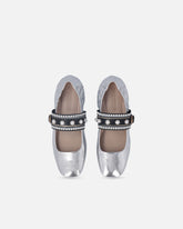Laminated leather ballerinas with jewel band - | Pinko