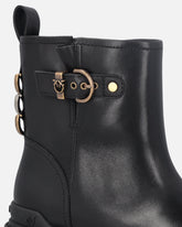 Stiefelette mit Logo Love Birds aus Leder - | Pinko