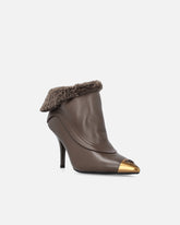 Booties with faux fur and metal toe - | Pinko