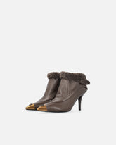 Booties with faux fur and metal toe - | Pinko