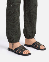 Leather slip-on sandals with Love Birds logo - | Pinko