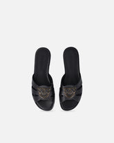 Leather slip-on sandals with Love Birds logo - | Pinko