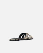 Leather slip-on sandals with python print and Love Birds logo - | Pinko