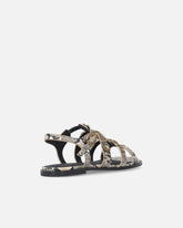 Flat leather sandals with python print and studs - | Pinko