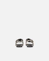 Flat leather sandals with python print and studs - | Pinko