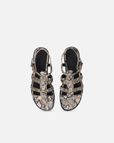 Flat leather sandals with python print and studs - | Pinko