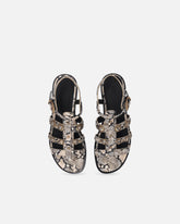 Flat leather sandals with python print and studs - | Pinko