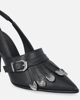 Leather slingbacks with saddlery-inspired details - | Pinko