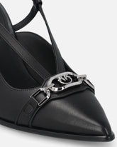 Sling-back pumps in nappa leather with straps and stiletto heel - | Pinko