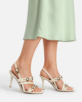 High slingback sandals with straps and studs - | Pinko