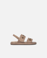 Gepolsterte Sandalen aus Nappaleder mit Metallic-Details - | Pinko