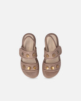 Gepolsterte Sandalen aus Nappaleder mit Metallic-Details - | Pinko