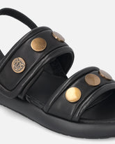 Padded nappa leather sandals with metallic details - | Pinko