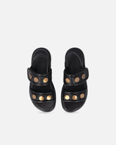 Padded nappa leather sandals with metallic details - | Pinko