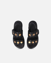 Gepolsterte Sandalen aus Nappaleder mit Metallic-Details - | Pinko