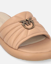 Perforated nappa leather slip-on sandals with Love Birds logo - | Pinko