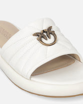 Perforated nappa leather slip-on sandals with Love Birds logo - | Pinko