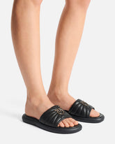 Perforated nappa leather slip-on sandals with Love Birds logo - | Pinko