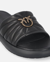 Perforated nappa leather slip-on sandals with Love Birds logo - | Pinko