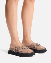 Woven nappa leather slip-on sandals with metallic rings - | Pinko