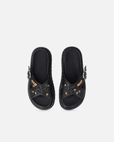 Woven nappa leather slip-on sandals with metallic rings - | Pinko