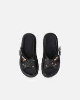 Woven nappa leather slip-on sandals with metallic rings - | Pinko