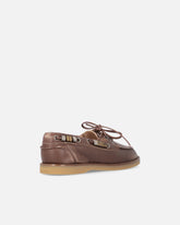 Leather moccasins with jewel details - | Pinko