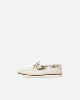 Leather moccasins with jewel details - | Pinko