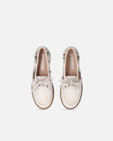Leather moccasins with jewel details - | Pinko