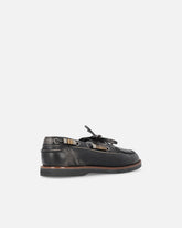 Leather moccasins with jewel details - | Pinko